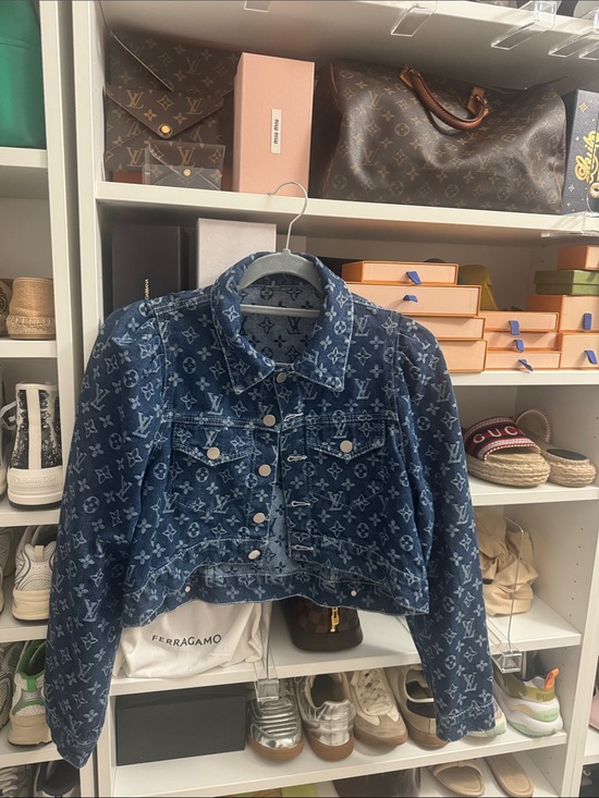 Louis Vuitton Jackets & Blazers - Louis Vuitton Indigo Monogram Cropped Denim Jacket Retro 2000